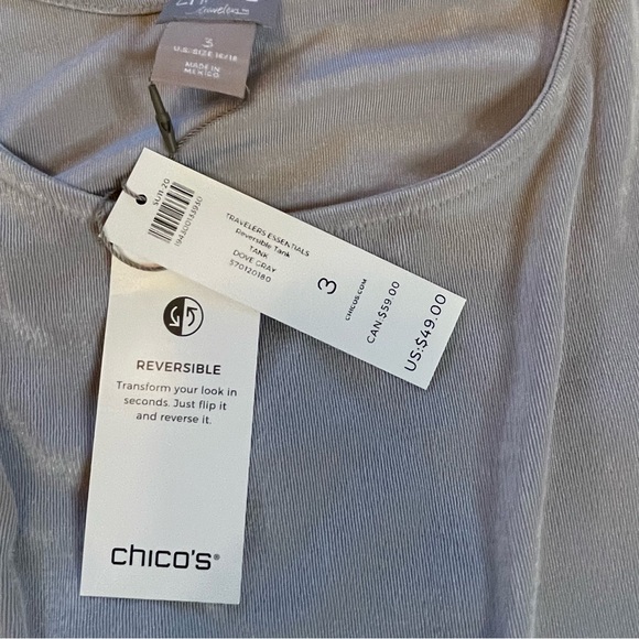 NWT Chico’s Dove Gray Travelers Tank Chico’s size 3 (XL 16/18) - Picture 3 of 8